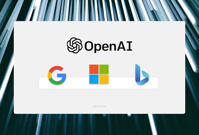 Bing、Google 和 OpenAI 的徽标